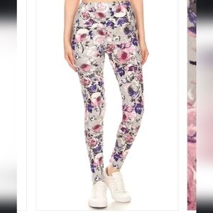 🌻🌸 Grey Floral 5in. Yoga Band Leggings